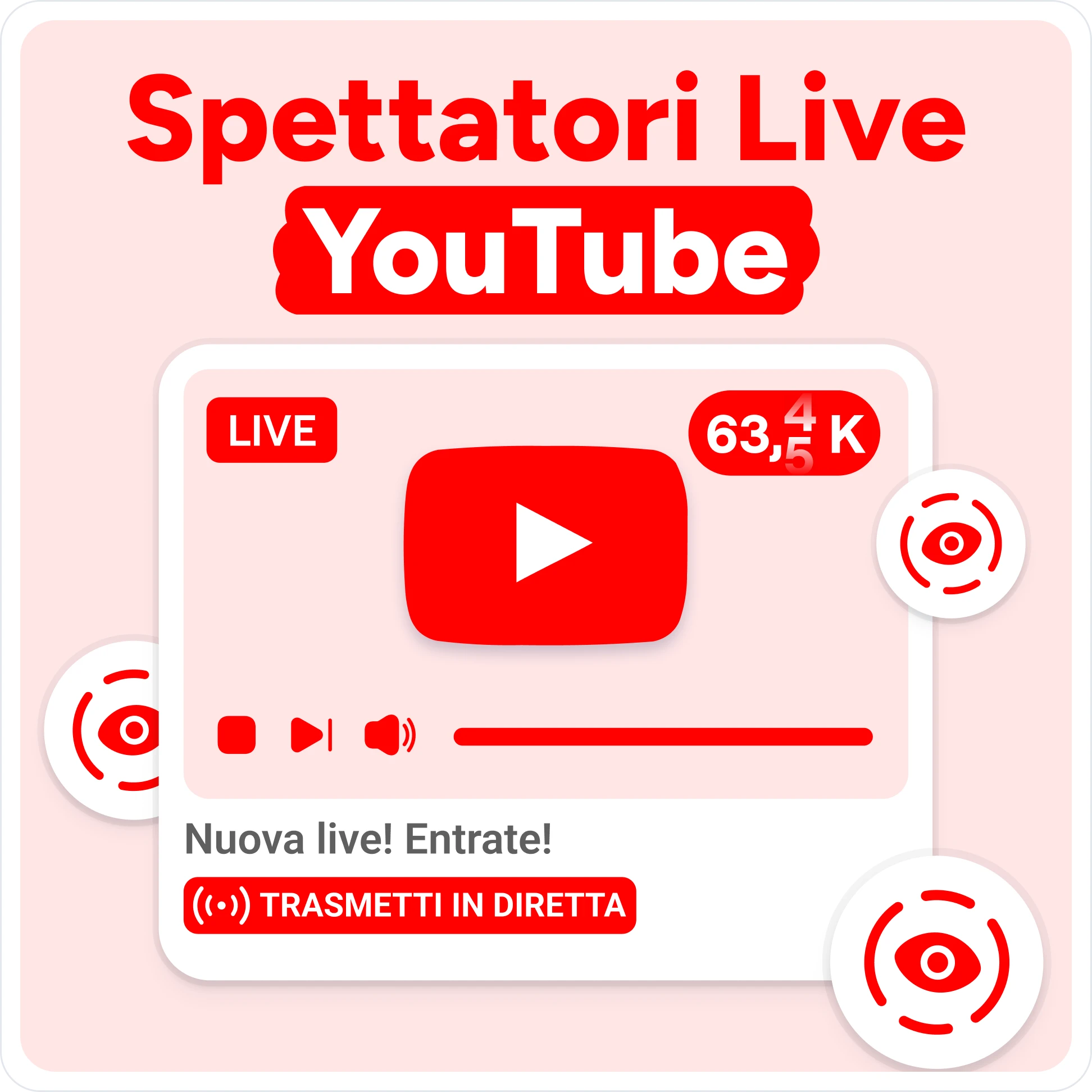 Compra spettatori live YouTube Mockup