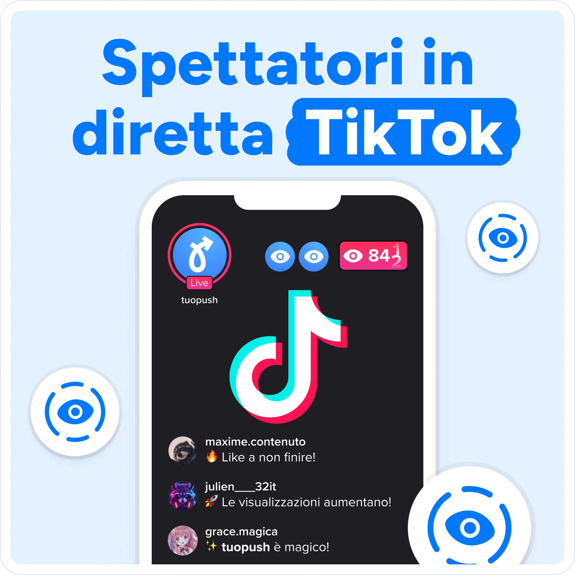 Compra spettatori TikTok Live Mockup
