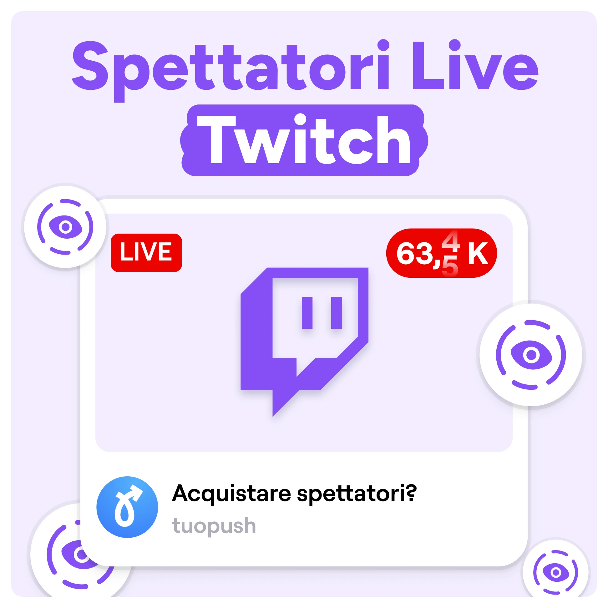 Compra spettatori live Twitch Mockup