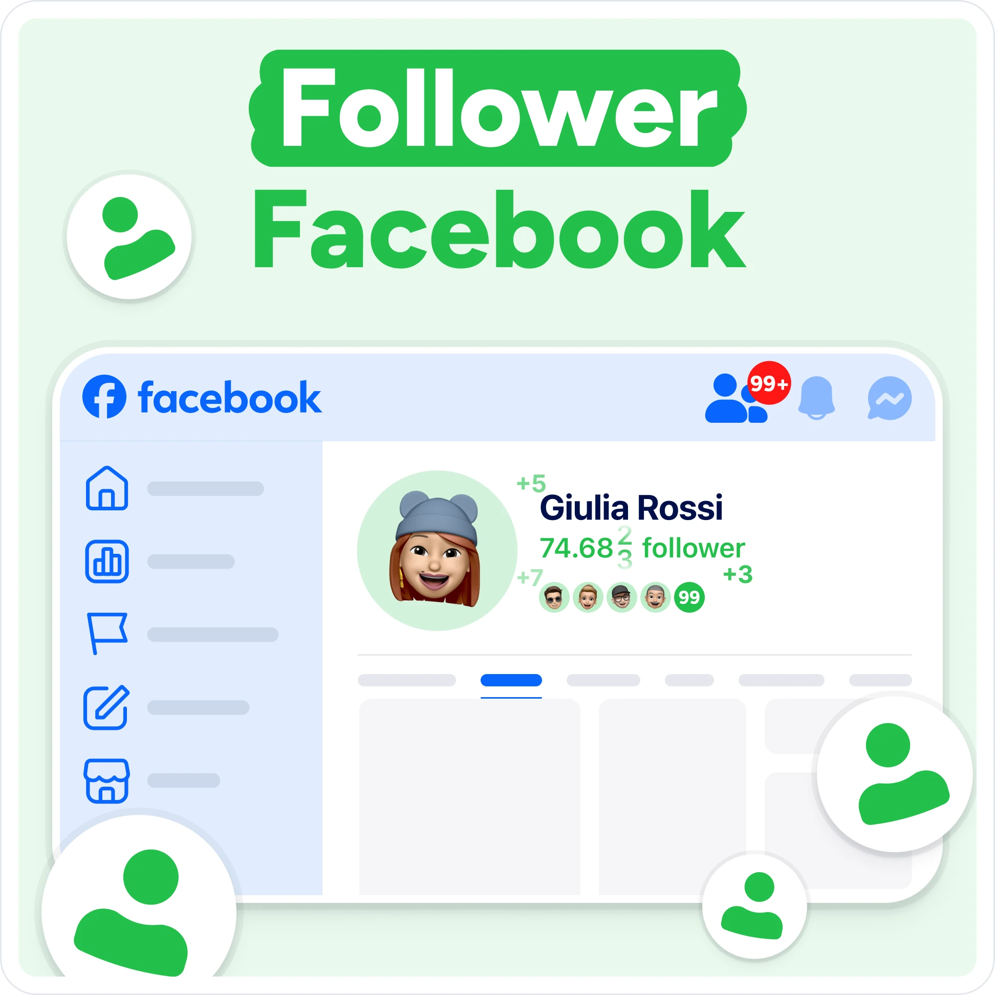 Compra follower Facebook Mockup