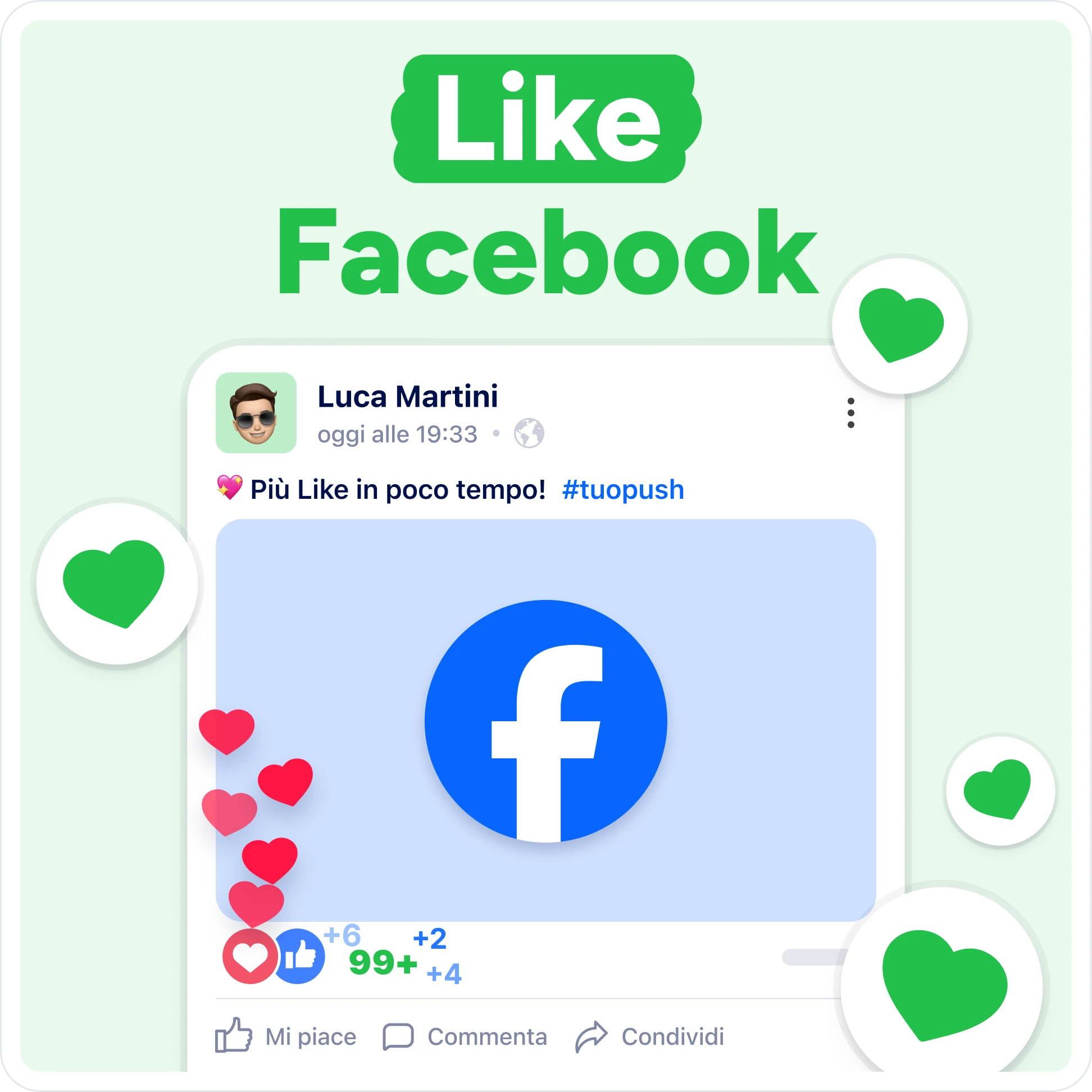 Compra likes su Facebook Mockup