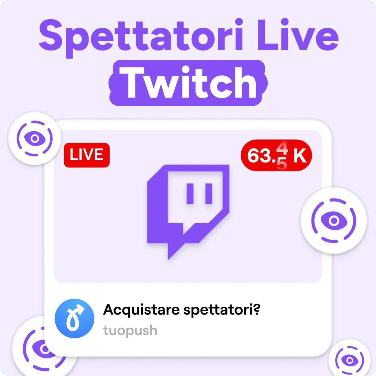 Acquista Spettatori live Twitch Mockup